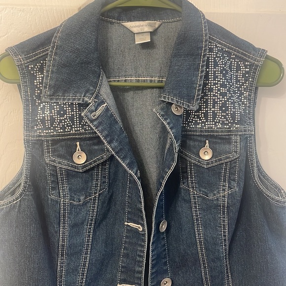 Christopher & Banks Jean Vest with Rhinestones - Picture 2 of 8